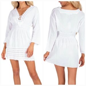 Seaspice Dulce White Cotton Mini Dress Coverup XXL